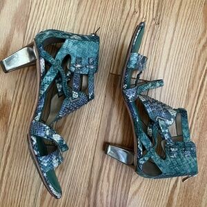 BCBG Max Azria Snakeskin Sandals in Excellent Condition